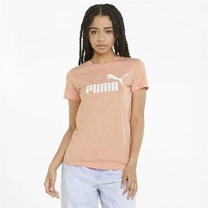 WOMEN'S Puma Logo Heather Tee Pink Peach Parfait NWT XS